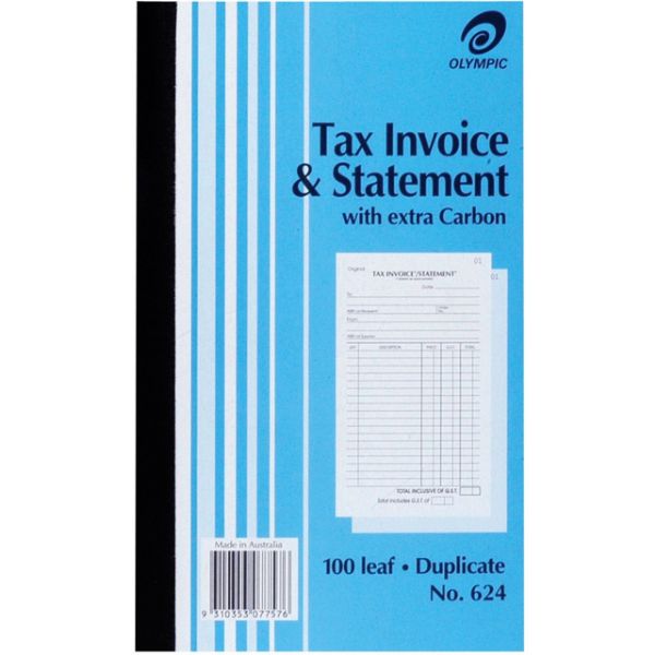 Picture of Olympic #624 Tax Invoice & Statement Book, Duplicate, 100-Leaf