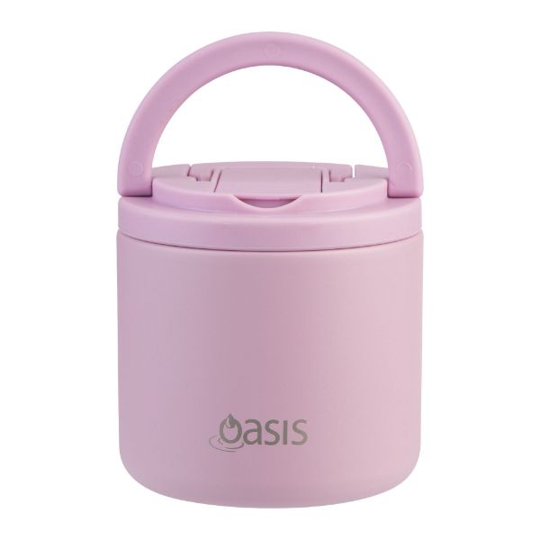 Picture of Oasis Stainless Steel Double Wall Insulated Food Flask W/ Quick Release Lid & Spork 500ml Blush
