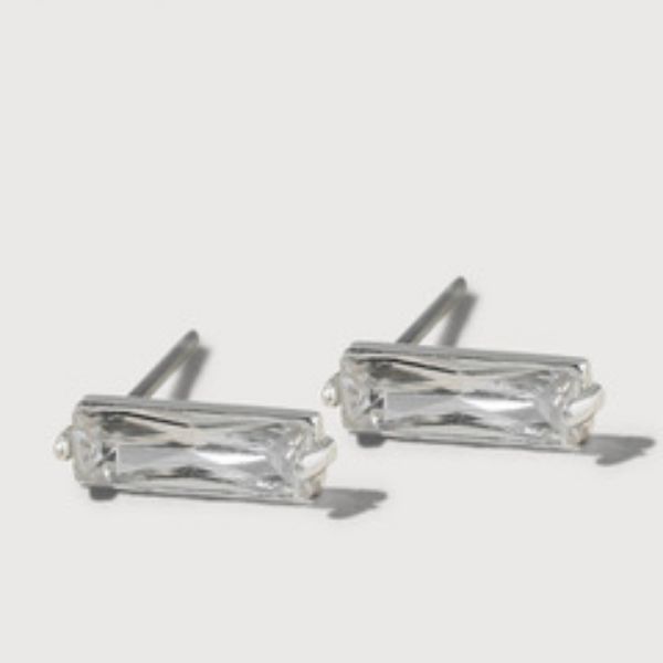 Picture of Silver Crystal Baguette Studs