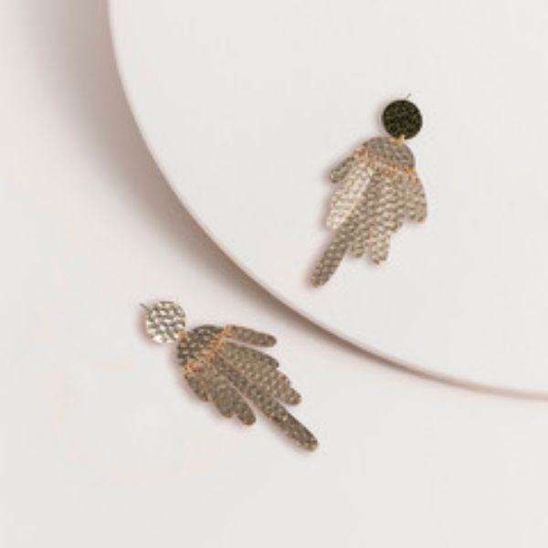 Picture of Gold Beaten Fringe Post Earrings