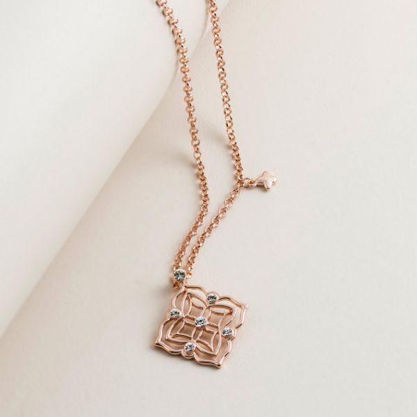 Picture of SAN080 Rose Gold Filigree Crystal Pendant