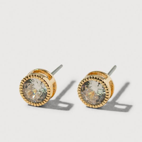 Picture of SAE537 Gold Crystal Bezel Set Studs